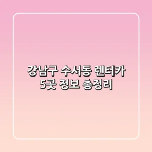 강남구 수서동 렌터카 5곳 정보 총정리