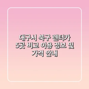 대구시 북구 렌터카 5곳 비교: 이용 정보 및 가격 안내