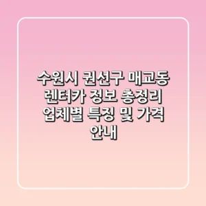수원시 권선구 매교동 렌터카 정보 총정리: 업체별 특징 및 가격 안내