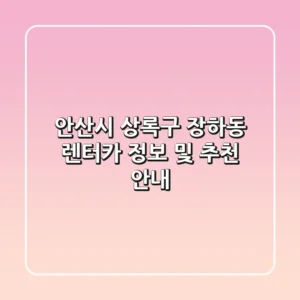 안산시 상록구 장하동 렌터카 정보 및 추천 안내