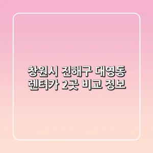 창원시 진해구 대영동 렌터카 2곳 비교 정보