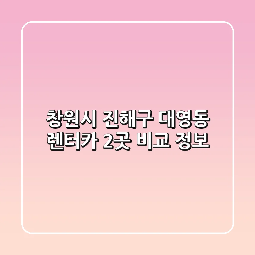 창원시 진해구 대영동 렌터카 2곳 비교 정보