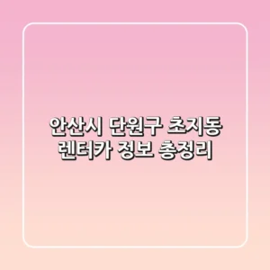 안산시 단원구 초지동 렌터카 정보 총정리