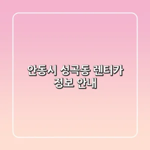 안동시 성곡동 렌터카 정보 안내