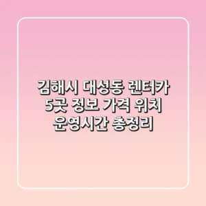 김해시 대성동 렌터카 5곳 정보: 가격, 위치, 운영시간 총정리
