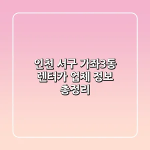 인천 서구 가좌3동 렌터카 업체 정보 총정리