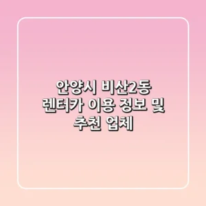 안양시 비산2동 렌터카 이용 정보 및 추천 업체