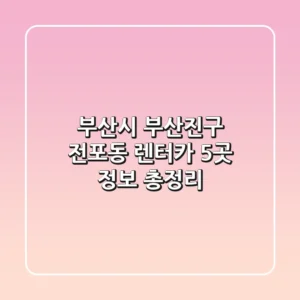 부산시 부산진구 전포동 렌터카 5곳 정보 총정리