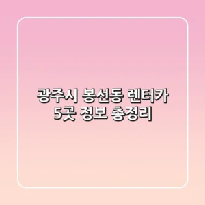 광주시 봉선동 렌터카 5곳 정보 총정리