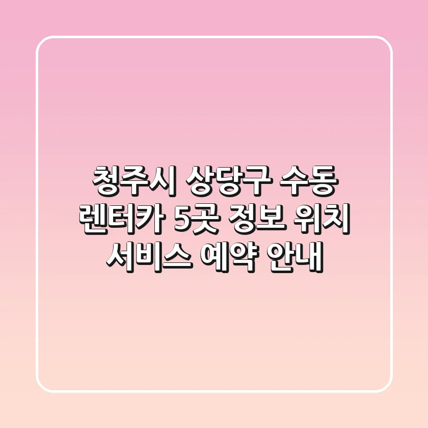 청주시 상당구 수동 렌터카 5곳 정보 - 위치, 서비스, 예약 안내