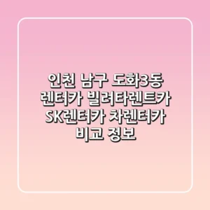 인천 남구 도화3동 렌터카: 빌려타렌트카, SK렌터카, 차렌터카 비교 정보