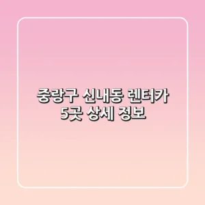 중랑구 신내동 렌터카 5곳 상세 정보