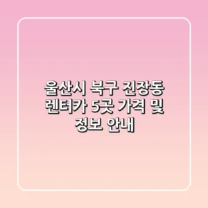 울산시 북구 진장동 렌터카 5곳 가격 및 정보 안내