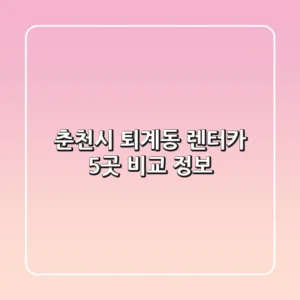 춘천시 퇴계동 렌터카 5곳 비교 정보