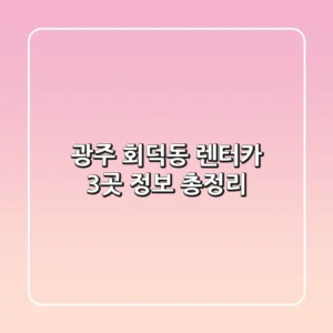 광주 회덕동 렌터카 3곳 정보 총정리
