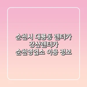 순천시 대룡동 렌터카, 강산렌터카 순천영업소 이용 정보