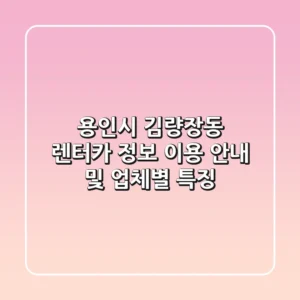 용인시 김량장동 렌터카 정보: 이용 안내 및 업체별 특징