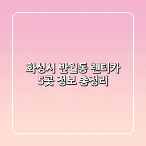 화성시 반월동 렌터카 5곳 정보 총정리