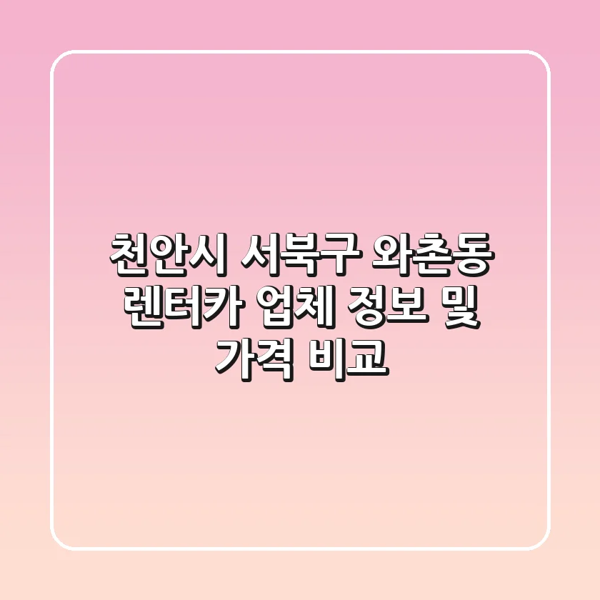 천안시 서북구 와촌동 렌터카 업체 정보 및 가격 비교