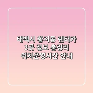 태백시 황지동 렌터카 3곳 정보 총정리 - 위치/운영시간 안내