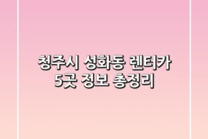 청주시 성화동 렌터카 5곳 정보 총정리