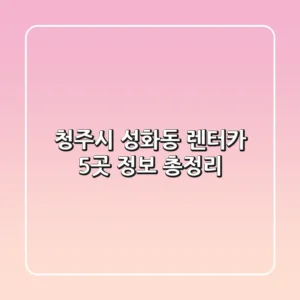 청주시 성화동 렌터카 5곳 정보 총정리