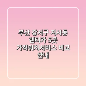 부산 강서구 지사동 렌터카 5곳 가격/위치/서비스 비교 안내