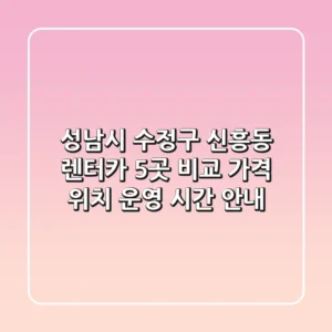 성남시 수정구 신흥동 렌터카 5곳 비교 - 가격, 위치, 운영 시간 안내