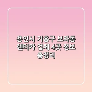 용인시 기흥구 보라동 렌터카 업체 4곳 정보 총정리