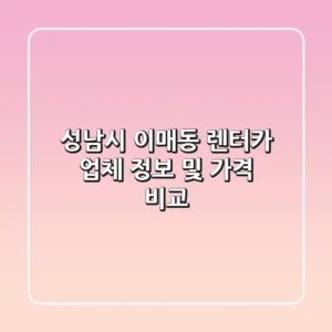 성남시 이매동 렌터카 업체 정보 및 가격 비교