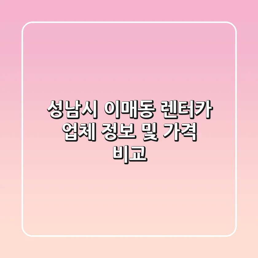성남시 이매동 렌터카 업체 정보 및 가격 비교