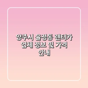 양주시 율정동 렌터카 업체 정보 및 가격 안내