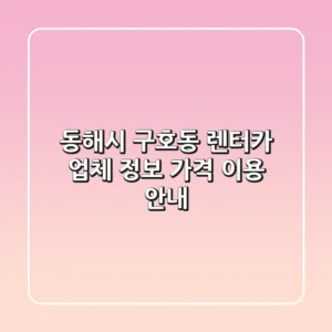 동해시 구호동 렌터카: 업체 정보, 가격, 이용 안내