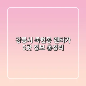 강릉시 죽헌동 렌터카 5곳 정보 총정리