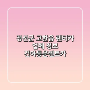 정선군 고한읍 렌터카 업체 정보 - 건아통운렌트카