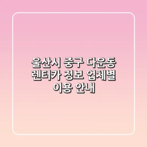 울산시 중구 다운동 렌터카 정보: 업체별 이용 안내