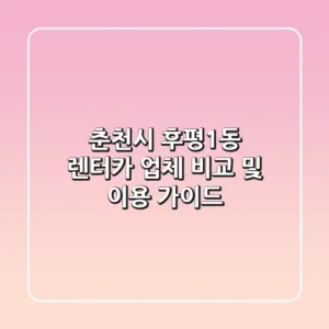 춘천시 후평1동 렌터카 업체 비교 및 이용 가이드