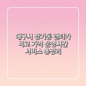 대구시 장기동 렌터카 비교: 가격, 운영시간, 서비스 총정리