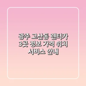 광주 고산동 렌터카 3곳 정보 - 가격, 위치, 서비스 안내
