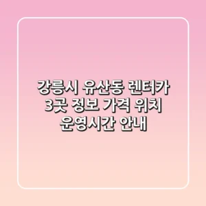 강릉시 유산동 렌터카 3곳 정보 - 가격, 위치, 운영시간 안내