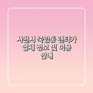사천시 죽림동 렌터카 업체 정보 및 이용 안내