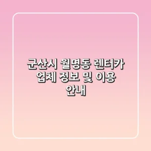 군산시 월명동 렌터카 업체 정보 및 이용 안내