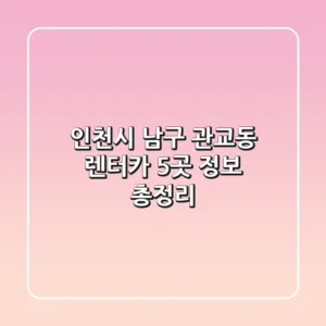인천시 남구 관교동 렌터카 5곳 정보 총정리