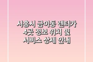 시흥시 금이동 렌터카 4곳 정보 – 위치 및 서비스 상세 안내
