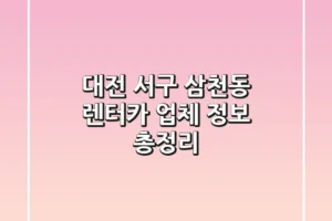 대전 서구 삼천동 렌터카 업체 정보 총정리