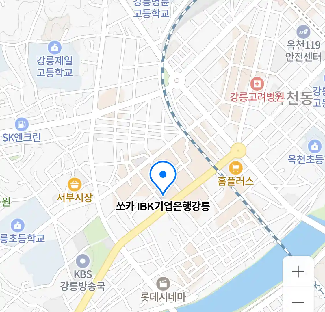 쏘카 IBK기업은행강릉 위치