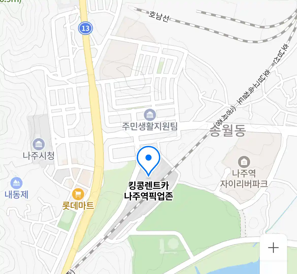 킹콩렌트카 나주역픽업존 지도