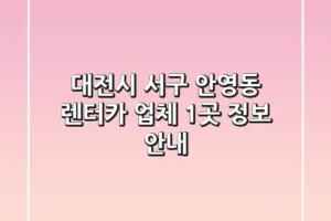 대전시 서구 안영동 렌터카 업체 1곳 정보 안내