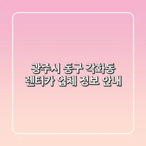 광주시 동구 각화동 렌터카 업체 정보 안내