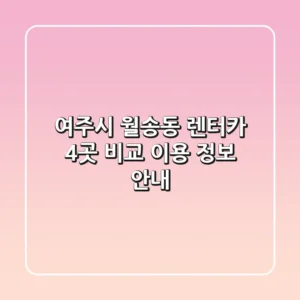 여주시 월송동 렌터카 4곳 비교 - 이용 정보 안내